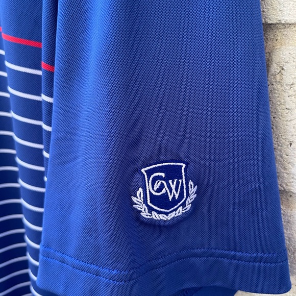 Peter Millar Summer Comfort Polo Shirt Men’s XL Blue White Stripe Carlton Woods - Picture 3 of 5